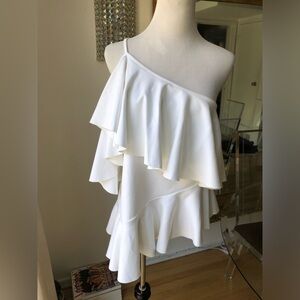 Marques almeida white ruffled top size medium